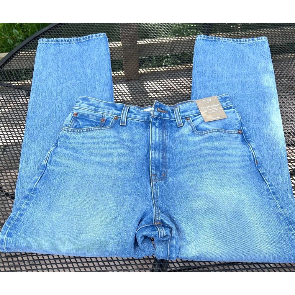 NWT Madewell Womens 90s Straight High Rise Denim Blue Jeans Size 28